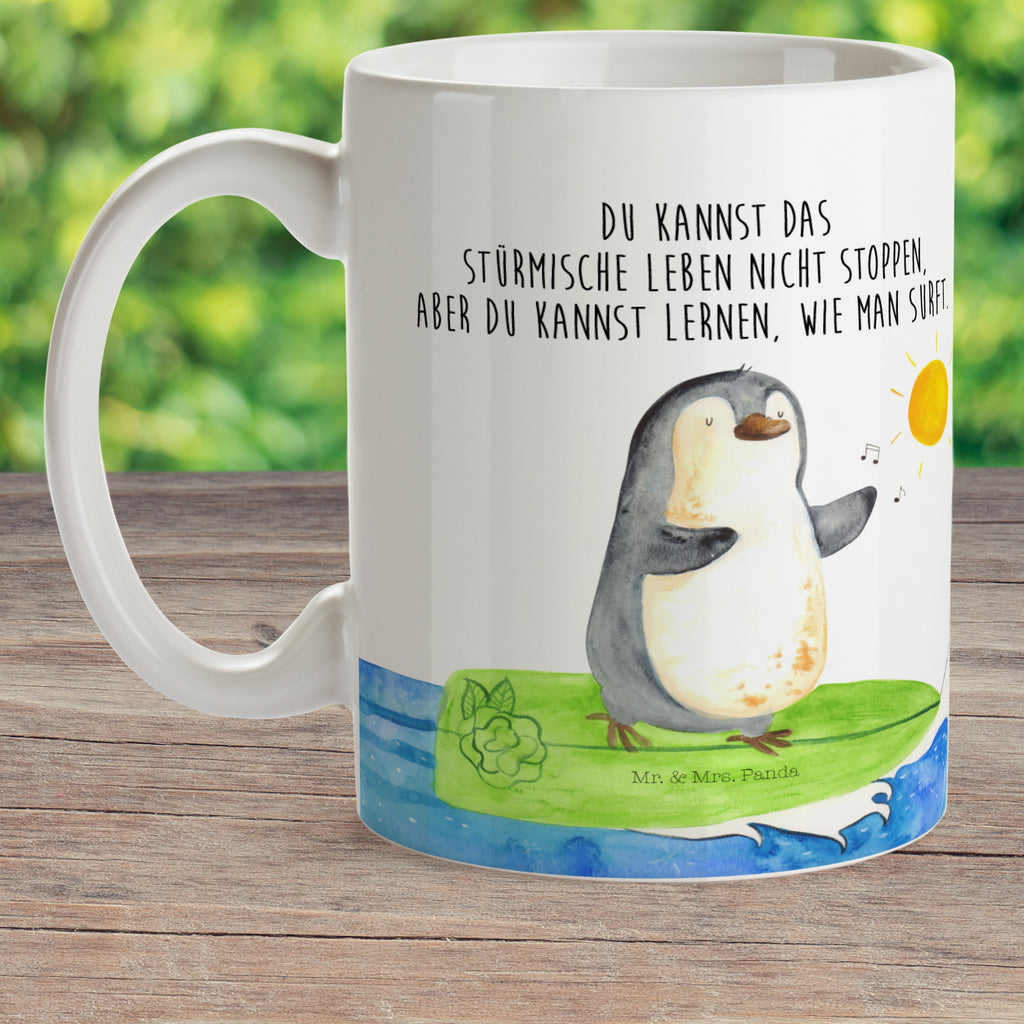 Kindertasse Pinguin Surfer Kunststoff Tasse, Kindergarten, Tasse, Trinkbecher, Camping Becher, Kaffeetasse, Kunststoffbecher, Kindergartenbecher, Outdoorgeschirr, Kunststoffgeschirr, Reisebecher, Reisetasse, Kinderbecher, Pinguin, Pinguine, surfen, Surfer, Hawaii, Urlaub, Wellen, Wellen reiten, Portugal