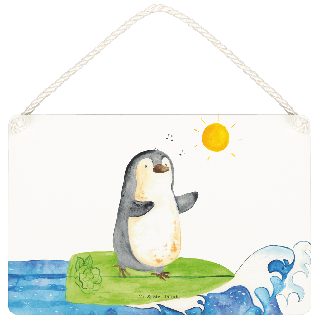 Deko Schild Pinguin Surfer Dekoschild, Deko Schild, Schild, Tür Schild, Türschild, Holzschild, Wandschild, Wanddeko, Pinguin, Pinguine, surfen, Surfer, Hawaii, Urlaub, Wellen, Wellen reiten, Portugal