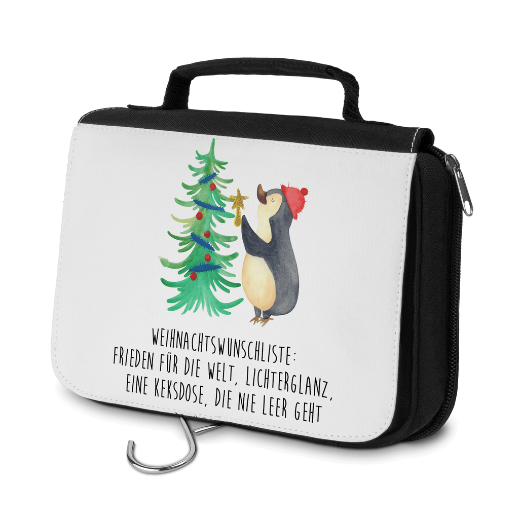 Kulturbeutel Pinguin Weihnachtsbaum Kulturbeutel, Zum Aufhängen, Waschtasche, Kosmetiktasche, Damen, Herren, Aufbewahrungstasche, Schminktasche, Kosmetikbeutel, Organizer, Kulturtasche, Schminkutensil, Winter, Weihnachten, Weihnachtsdeko, Nikolaus, Advent, Heiligabend, Wintermotiv, Pinguin