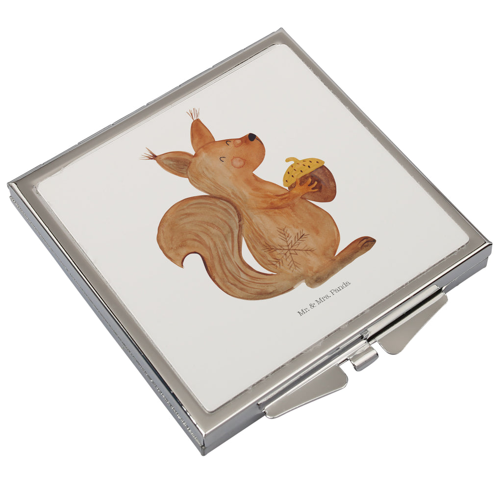 Handtaschenspiegel quadratisch Eichhörnchen Weihnachtszeit Spiegel, Handtasche, Quadrat, silber, schminken, Schminkspiegel, Winter, Weihnachten, Weihnachtsdeko, Nikolaus, Advent, Heiligabend, Wintermotiv, Frohe Weihnachten, Frohes neues Jahr, Guten Rutsch, Weihnachtsmotiv, Weihnachtsgruß, Neujahr, Vogel