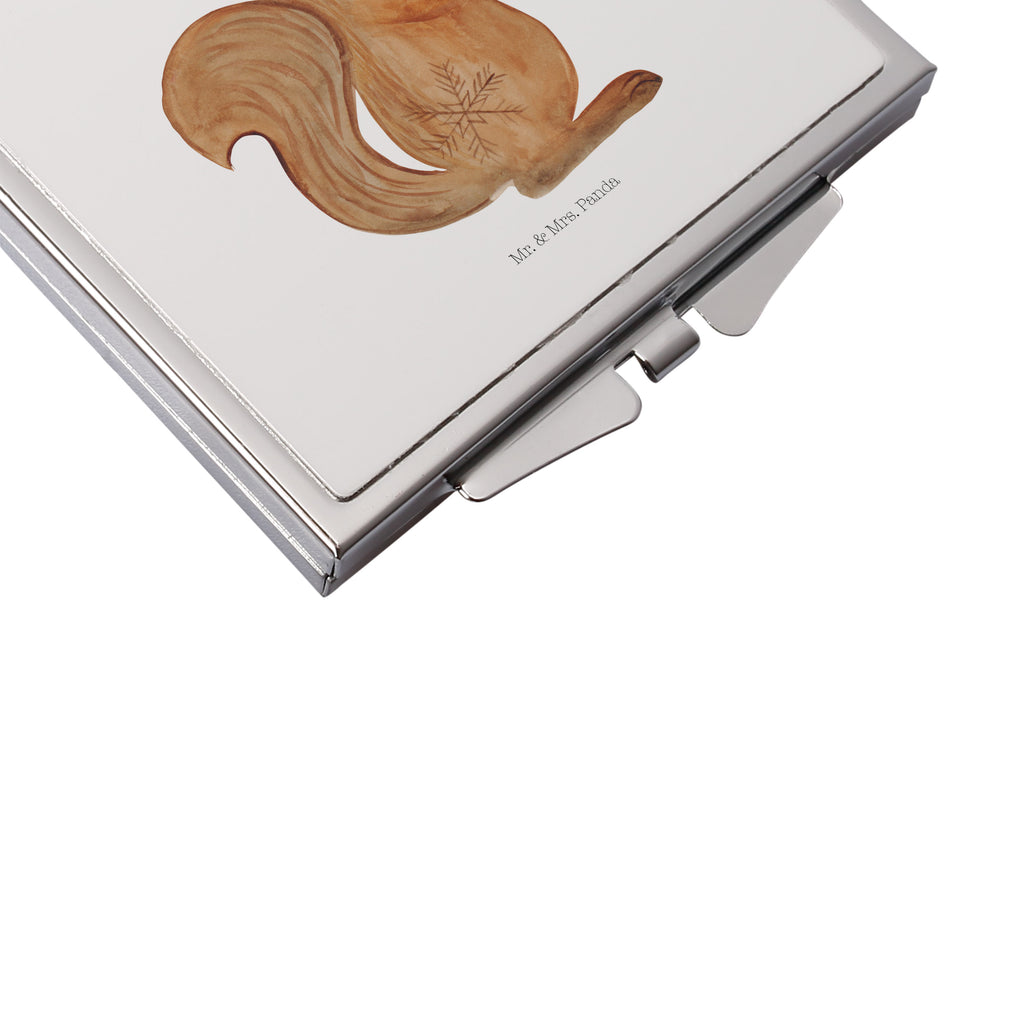 Handtaschenspiegel quadratisch Eichhörnchen Weihnachtszeit Spiegel, Handtasche, Quadrat, silber, schminken, Schminkspiegel, Winter, Weihnachten, Weihnachtsdeko, Nikolaus, Advent, Heiligabend, Wintermotiv, Frohe Weihnachten, Frohes neues Jahr, Guten Rutsch, Weihnachtsmotiv, Weihnachtsgruß, Neujahr, Vogel