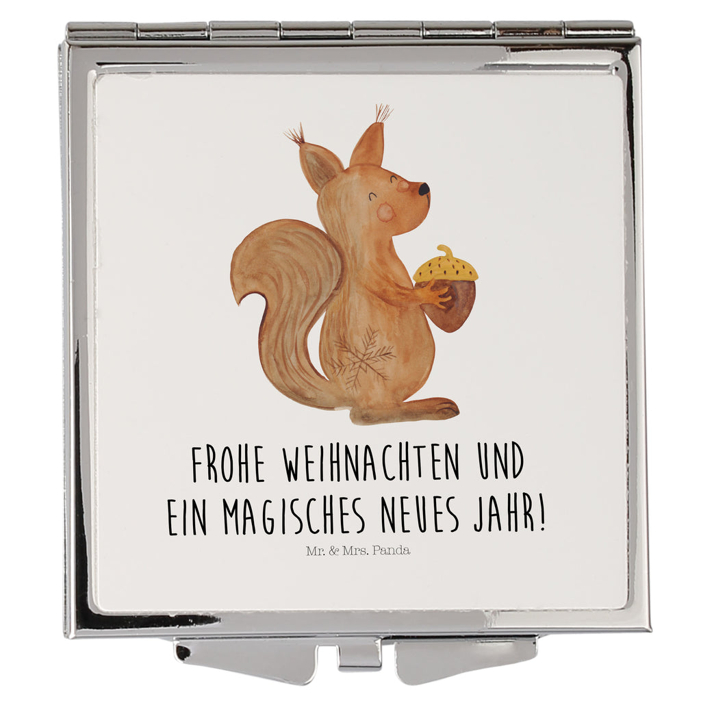 Handtaschenspiegel quadratisch Eichhörnchen Weihnachtszeit Spiegel, Handtasche, Quadrat, silber, schminken, Schminkspiegel, Winter, Weihnachten, Weihnachtsdeko, Nikolaus, Advent, Heiligabend, Wintermotiv, Frohe Weihnachten, Frohes neues Jahr, Guten Rutsch, Weihnachtsmotiv, Weihnachtsgruß, Neujahr, Vogel