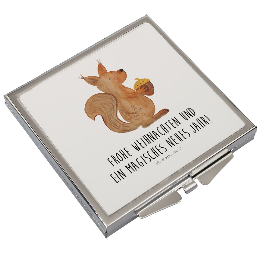 Handtaschenspiegel quadratisch Eichhörnchen Weihnachtszeit Spiegel, Handtasche, Quadrat, silber, schminken, Schminkspiegel, Winter, Weihnachten, Weihnachtsdeko, Nikolaus, Advent, Heiligabend, Wintermotiv, Frohe Weihnachten, Frohes neues Jahr, Guten Rutsch, Weihnachtsmotiv, Weihnachtsgruß, Neujahr, Vogel