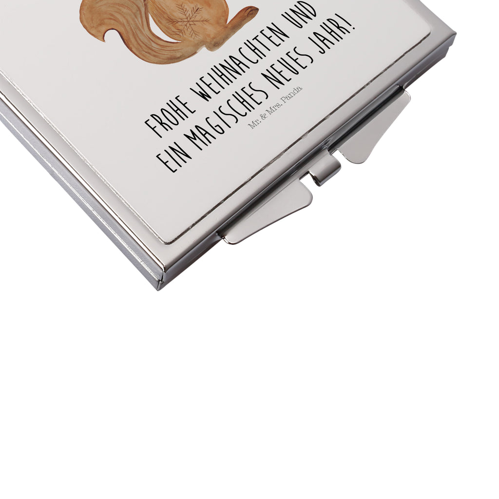 Handtaschenspiegel quadratisch Eichhörnchen Weihnachtszeit Spiegel, Handtasche, Quadrat, silber, schminken, Schminkspiegel, Winter, Weihnachten, Weihnachtsdeko, Nikolaus, Advent, Heiligabend, Wintermotiv, Frohe Weihnachten, Frohes neues Jahr, Guten Rutsch, Weihnachtsmotiv, Weihnachtsgruß, Neujahr, Vogel