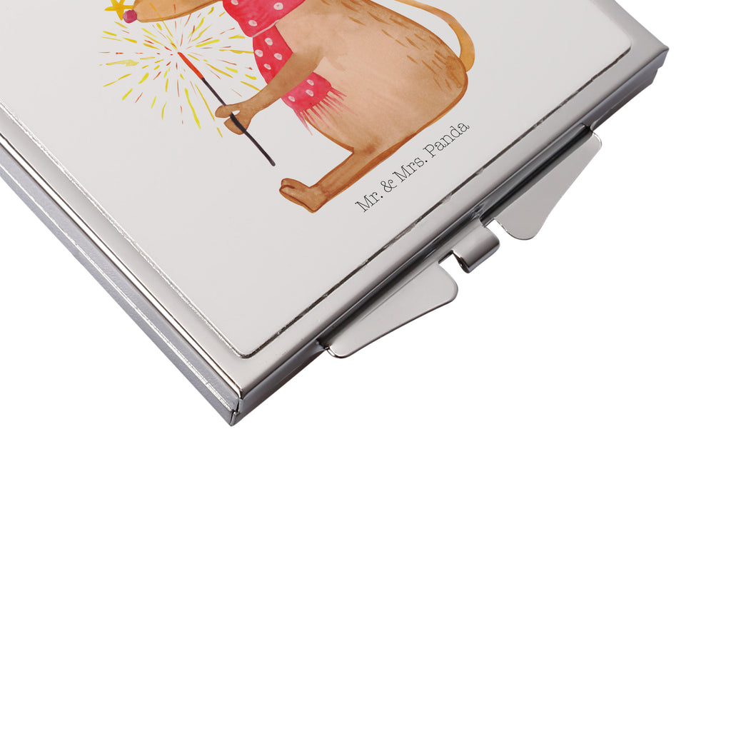 Handtaschenspiegel quadratisch Weihnachtsmaus Spiegel, Handtasche, Quadrat, silber, schminken, Schminkspiegel, Winter, Weihnachten, Weihnachtsdeko, Nikolaus, Advent, Heiligabend, Wintermotiv, Frohe Weihnachten, Weihnachtsgruß, Weihnachtsmotiv, Maus, Mäuschen, Weihnachtswunder