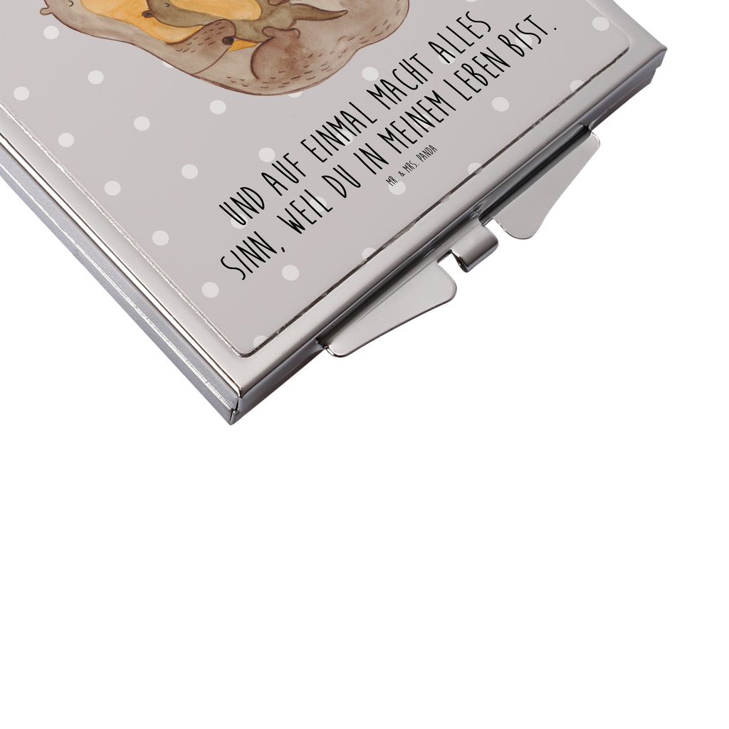 Handtaschenspiegel quadratisch Otter mit Kind Spiegel, Handtasche, Quadrat, silber, schminken, Schminkspiegel, Otter, Fischotter, Seeotter, Otter Seeotter See Otter