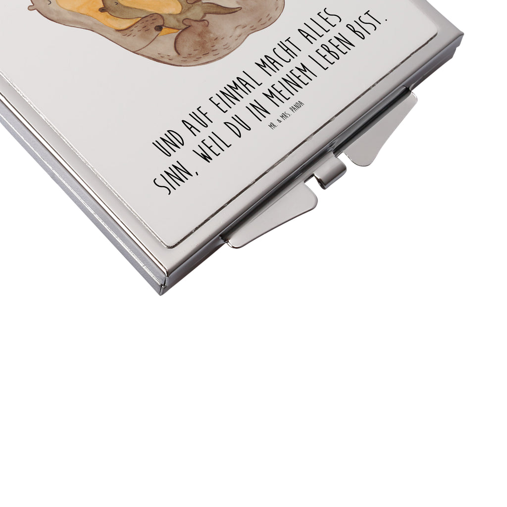 Handtaschenspiegel quadratisch Otter mit Kind Spiegel, Handtasche, Quadrat, silber, schminken, Schminkspiegel, Otter, Fischotter, Seeotter, Otter Seeotter See Otter