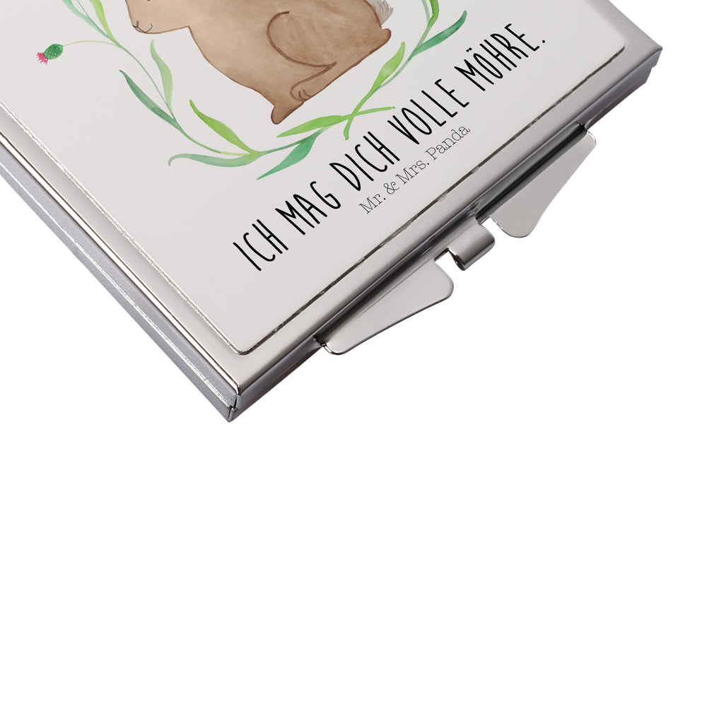 Handtaschenspiegel quadratisch Hase sitzend Spiegel, Handtasche, Quadrat, silber, schminken, Schminkspiegel, Ostern, Osterhase, Ostergeschenke, Osternest, Osterdeko, Geschenk zu Ostern, Frohe Ostern, Ostergrüße, Osterblume, Liebe, Grüße, Hase, Kaninchen