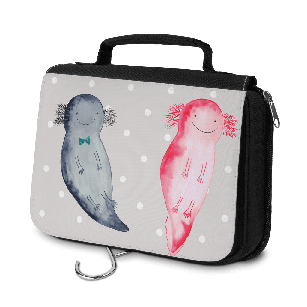 Kulturbeutel Axolotl Axel+Lotte Kulturbeutel, Zum Aufhängen, Waschtasche, Kosmetiktasche, Damen, Herren, Aufbewahrungstasche, Schminktasche, Kosmetikbeutel, Organizer, Kulturtasche, Schminkutensil, Axolotl, Molch, Axolot, Schwanzlurch, Lurch, Lurche, Liebe, große Liebe, Liebesbeweis, Freund, Verlobter, Ehemann, Jahrestag, Valentinstag