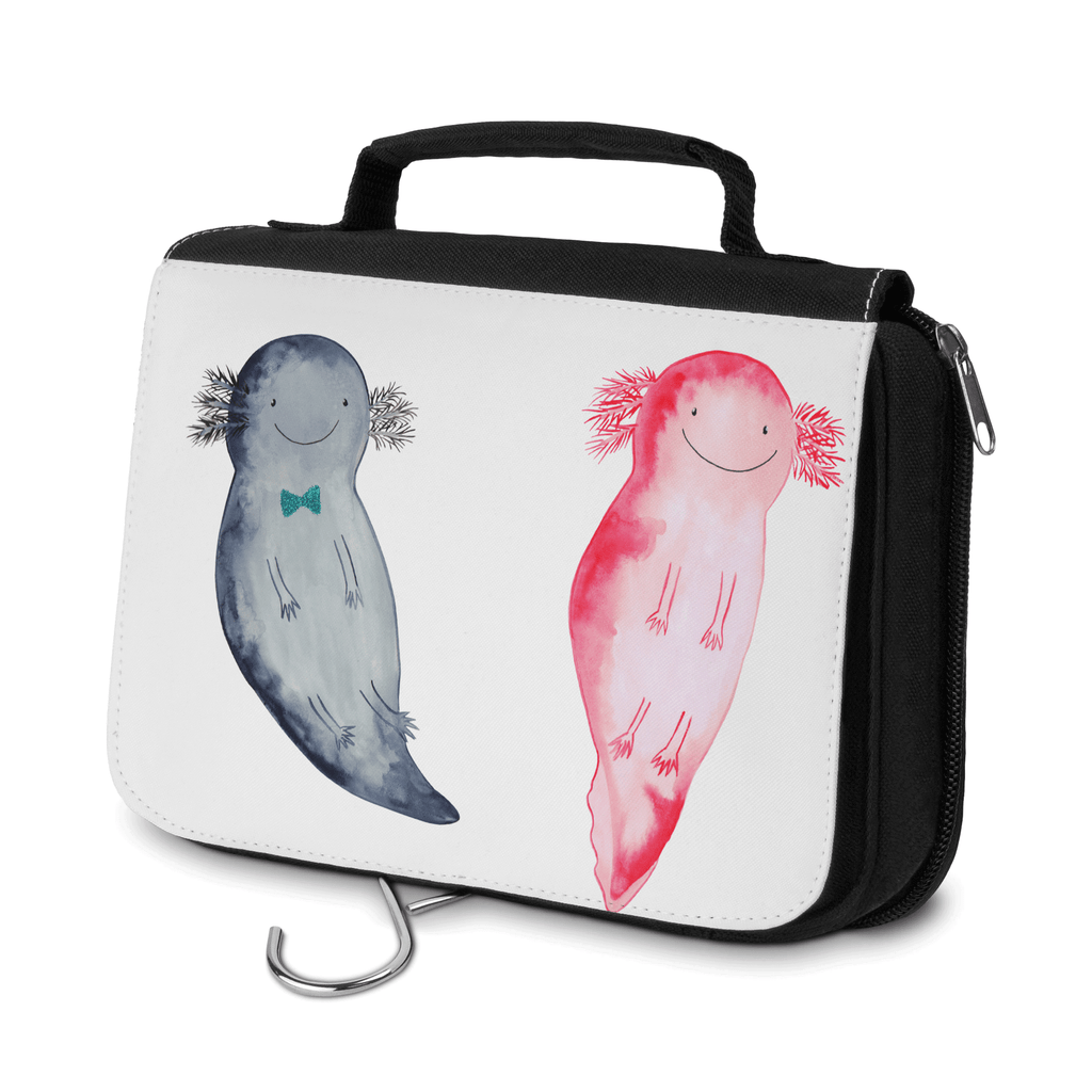 Kulturbeutel Axolotl Axel+Lotte Kulturbeutel, Zum Aufhängen, Waschtasche, Kosmetiktasche, Damen, Herren, Aufbewahrungstasche, Schminktasche, Kosmetikbeutel, Organizer, Kulturtasche, Schminkutensil, Axolotl, Molch, Axolot, Schwanzlurch, Lurch, Lurche, Liebe, große Liebe, Liebesbeweis, Freund, Verlobter, Ehemann, Jahrestag, Valentinstag