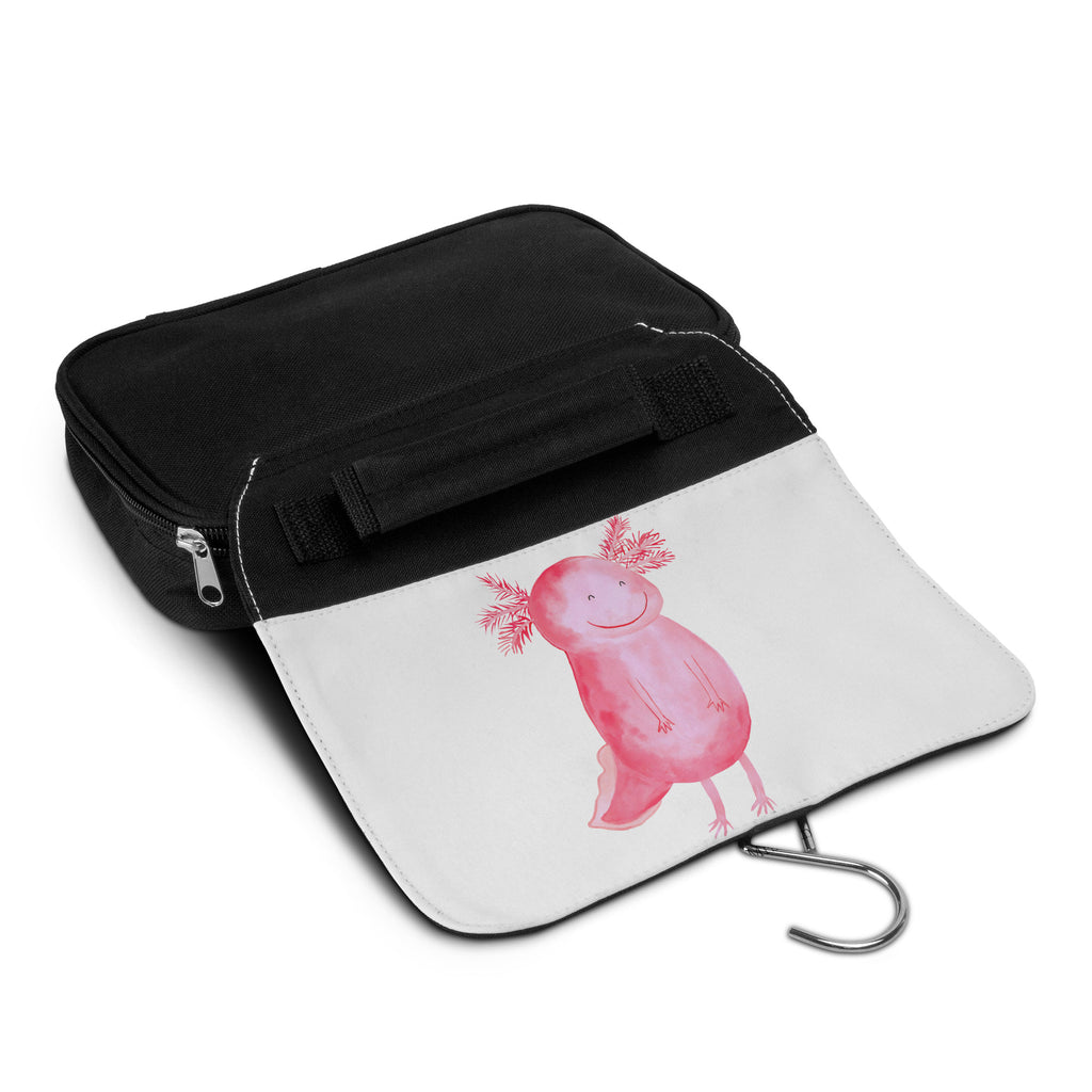 Kulturbeutel Axolotl glücklich Kulturbeutel, Zum Aufhängen, Waschtasche, Kosmetiktasche, Damen, Herren, Aufbewahrungstasche, Schminktasche, Kosmetikbeutel, Organizer, Kulturtasche, Schminkutensil, Axolotl, Molch, Axolot, Schwanzlurch, Lurch, Lurche, Motivation, gute Laune