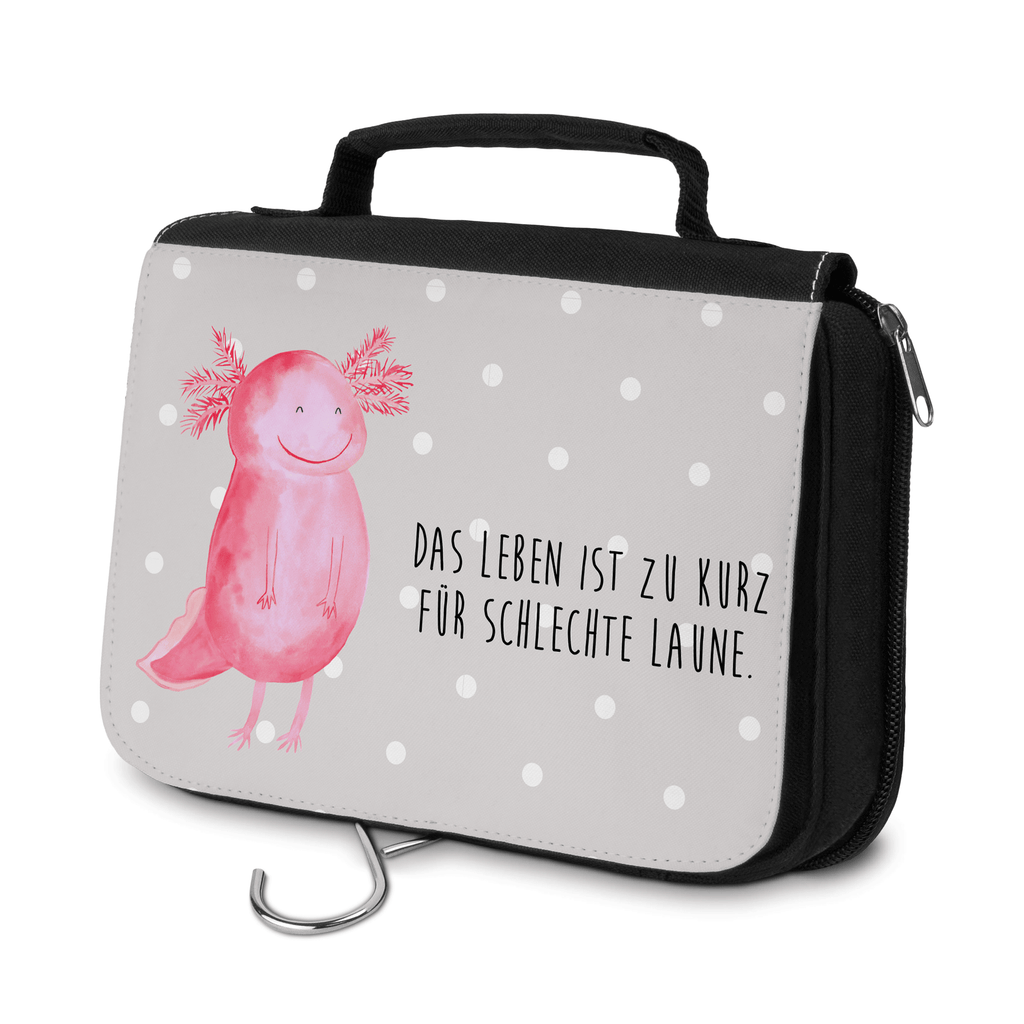 Kulturbeutel Axolotl glücklich Kulturbeutel, Zum Aufhängen, Waschtasche, Kosmetiktasche, Damen, Herren, Aufbewahrungstasche, Schminktasche, Kosmetikbeutel, Organizer, Kulturtasche, Schminkutensil, Axolotl, Molch, Axolot, Schwanzlurch, Lurch, Lurche, Motivation, gute Laune