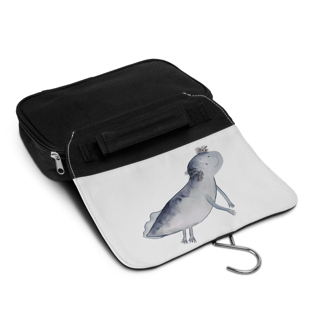 Kulturbeutel Axolotl schwimmt Kulturbeutel, Zum Aufhängen, Waschtasche, Kosmetiktasche, Damen, Herren, Aufbewahrungstasche, Schminktasche, Kosmetikbeutel, Organizer, Kulturtasche, Schminkutensil, Axolotl, Molch, Axolot, Schwanzlurch, Lurch, Lurche, Problem, Probleme, Lösungen, Motivation