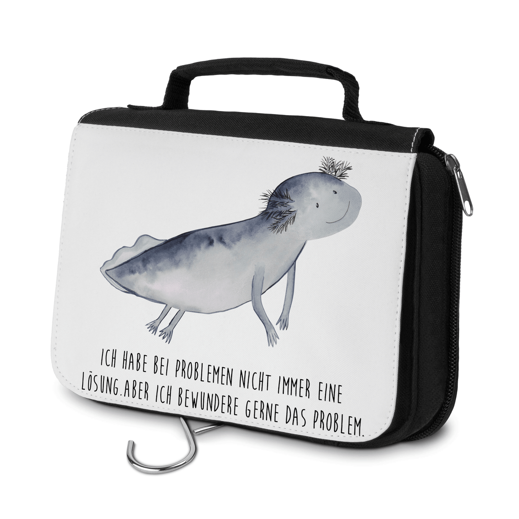 Kulturbeutel Axolotl schwimmt Kulturbeutel, Zum Aufhängen, Waschtasche, Kosmetiktasche, Damen, Herren, Aufbewahrungstasche, Schminktasche, Kosmetikbeutel, Organizer, Kulturtasche, Schminkutensil, Axolotl, Molch, Axolot, Schwanzlurch, Lurch, Lurche, Problem, Probleme, Lösungen, Motivation