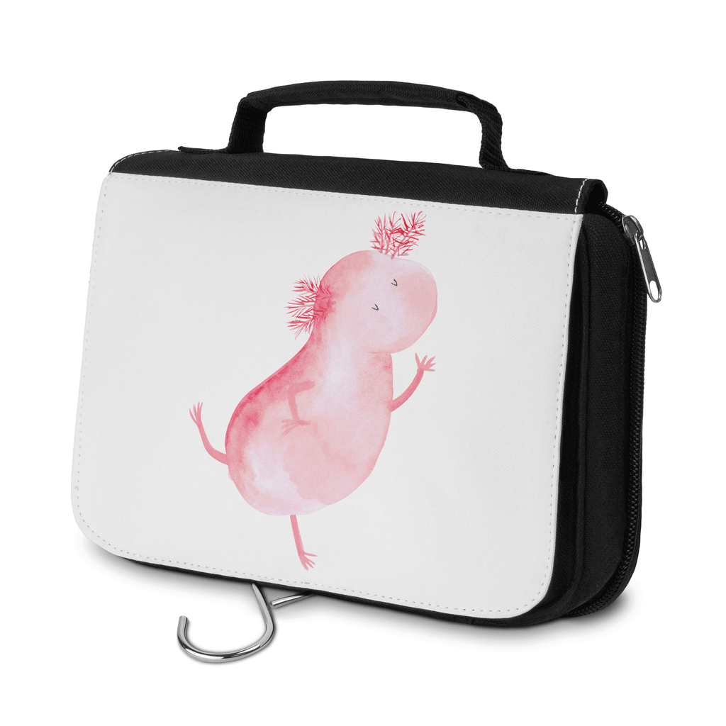 Kulturbeutel Axolotl tanzt Kulturbeutel, Zum Aufhängen, Waschtasche, Kosmetiktasche, Damen, Herren, Aufbewahrungstasche, Schminktasche, Kosmetikbeutel, Organizer, Kulturtasche, Schminkutensil, Axolotl, Molch, Axolot, Schwanzlurch, Lurch, Lurche, Dachschaden, Sterne, verrückt, Freundin, beste Freundin