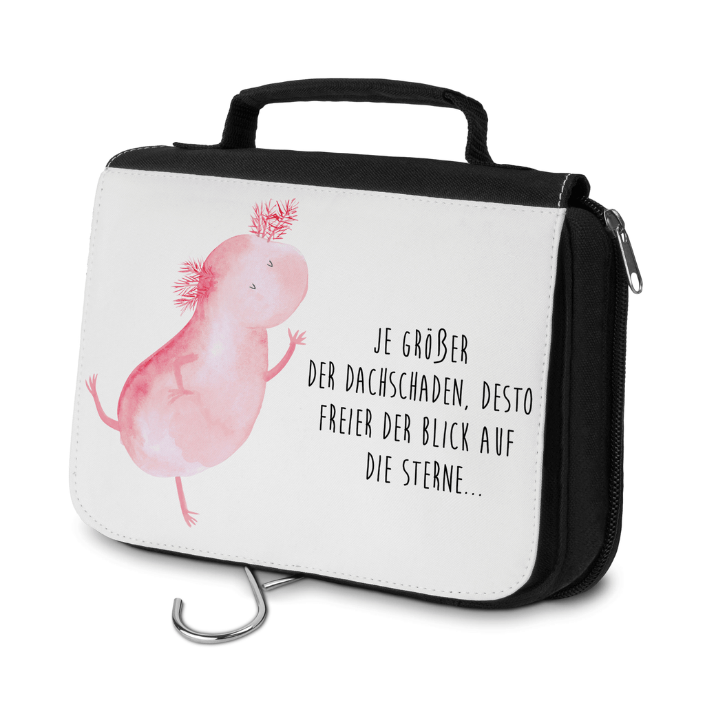 Kulturbeutel Axolotl tanzt Kulturbeutel, Zum Aufhängen, Waschtasche, Kosmetiktasche, Damen, Herren, Aufbewahrungstasche, Schminktasche, Kosmetikbeutel, Organizer, Kulturtasche, Schminkutensil, Axolotl, Molch, Axolot, Schwanzlurch, Lurch, Lurche, Dachschaden, Sterne, verrückt, Freundin, beste Freundin