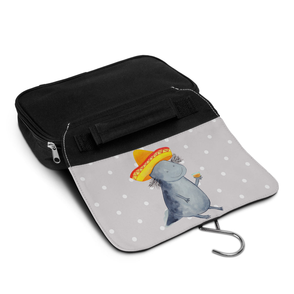 Kulturbeutel Axolotl Tequila Kulturbeutel, Zum Aufhängen, Waschtasche, Kosmetiktasche, Damen, Herren, Aufbewahrungstasche, Schminktasche, Kosmetikbeutel, Organizer, Kulturtasche, Schminkutensil, Axolotl, Molch, Mexico, Mexiko, Sombrero, Zitrone, Tequila, Motivation, Spruch, Schwanzlurch, Lurch, Lurche, Axolot, Feuerdrache, Feuersalamander