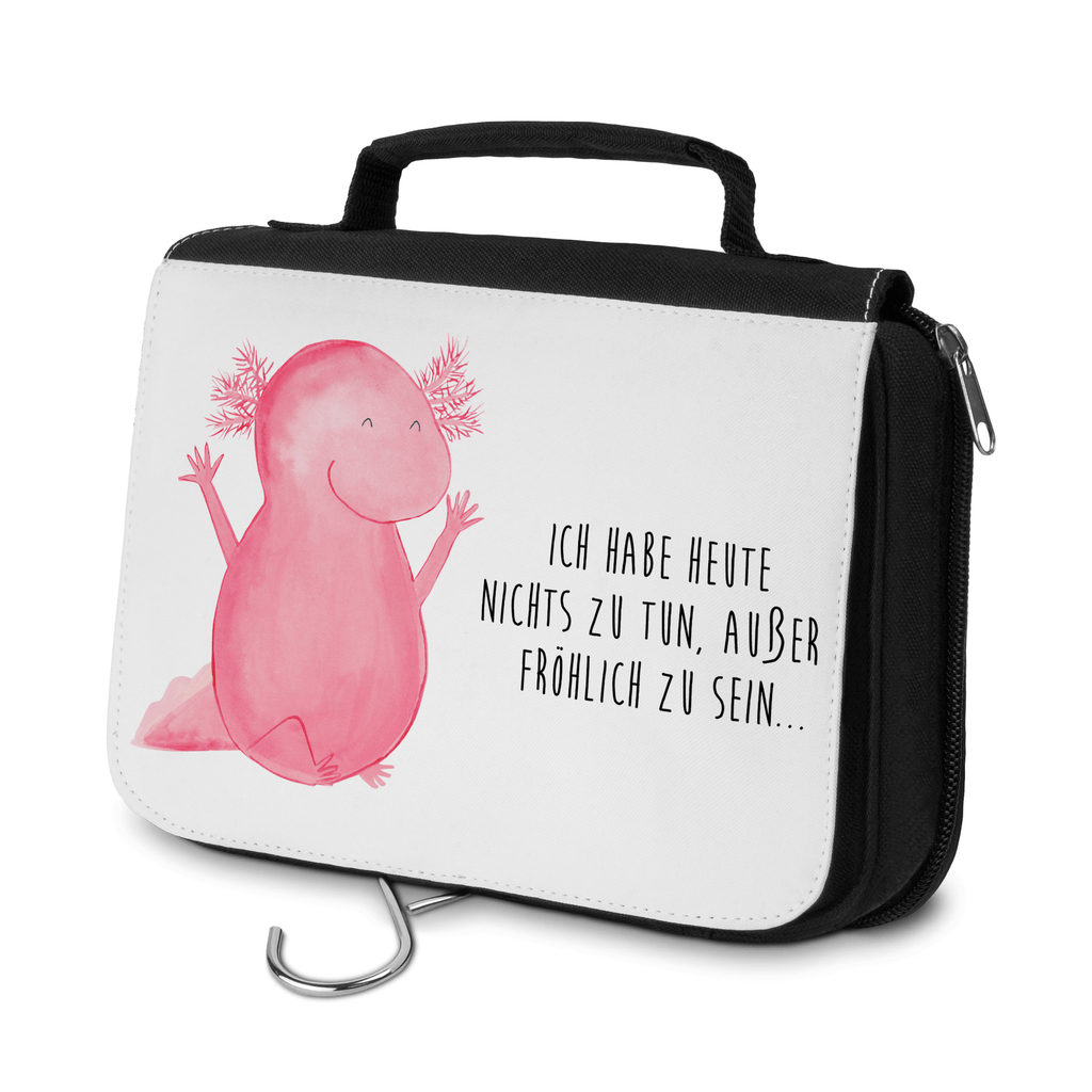 Kulturbeutel Axolotl Hurra Kulturbeutel, Zum Aufhängen, Waschtasche, Kosmetiktasche, Damen, Herren, Aufbewahrungstasche, Schminktasche, Kosmetikbeutel, Organizer, Kulturtasche, Schminkutensil, Axolotl, Molch, Axolot, Schwanzlurch, Lurch, Lurche, fröhlich, Spaß, Freude, Motivation, Zufriedenheit