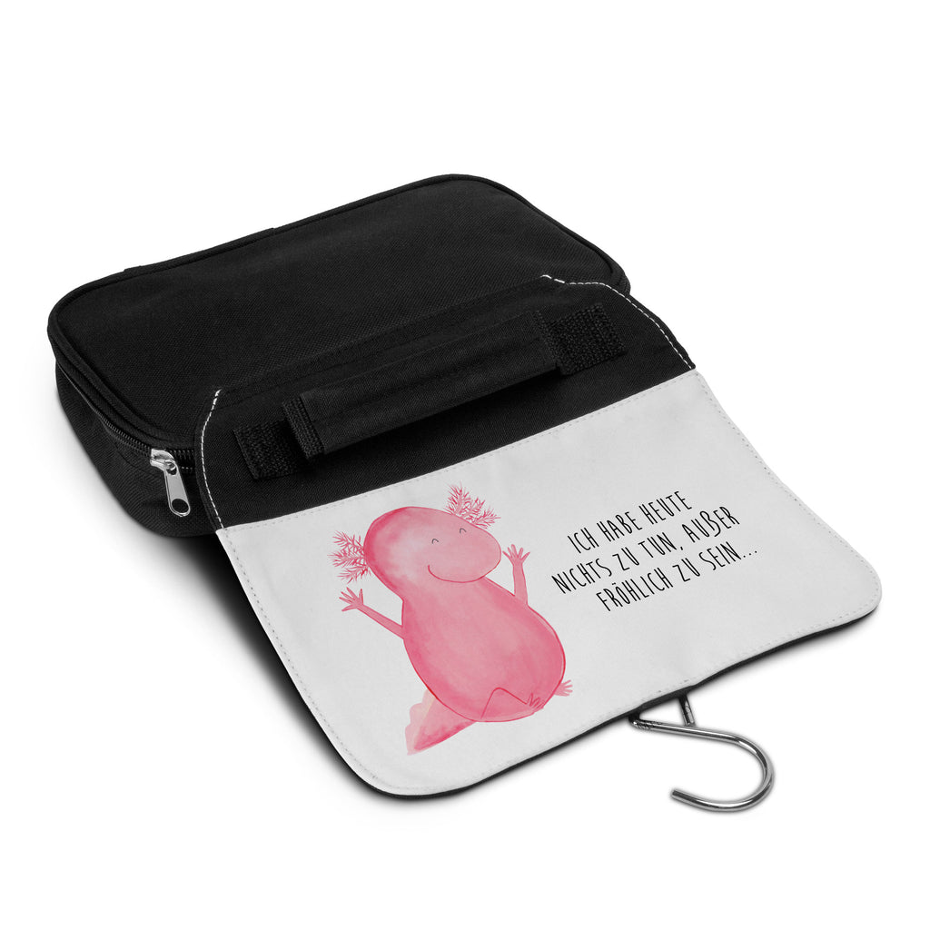 Kulturbeutel Axolotl Hurra Kulturbeutel, Zum Aufhängen, Waschtasche, Kosmetiktasche, Damen, Herren, Aufbewahrungstasche, Schminktasche, Kosmetikbeutel, Organizer, Kulturtasche, Schminkutensil, Axolotl, Molch, Axolot, Schwanzlurch, Lurch, Lurche, fröhlich, Spaß, Freude, Motivation, Zufriedenheit