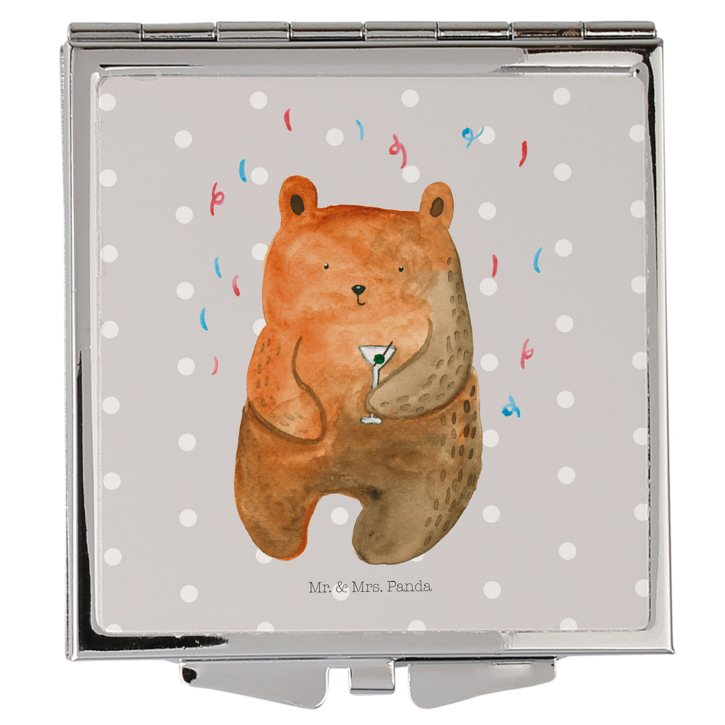 Handtaschenspiegel quadratisch Bär Party Spiegel, Handtasche, Quadrat, silber, schminken, Schminkspiegel, Bär, Teddy, Teddybär, Geburtstag, Geburtstagsgeschenk, Geschenk, Party, Feiern, Abfeiern, Mitbringsel, Gute Laune, Lustig