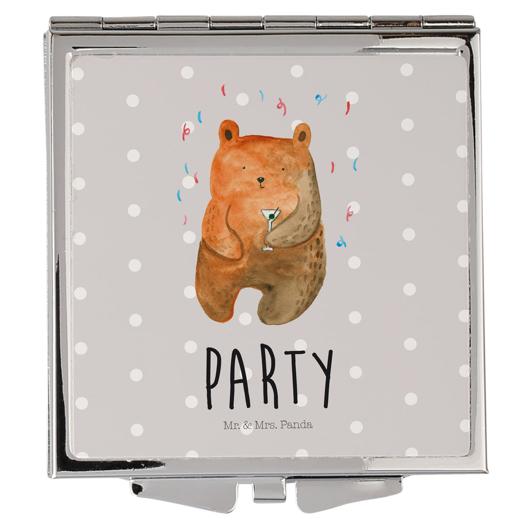 Handtaschenspiegel quadratisch Bär Party Spiegel, Handtasche, Quadrat, silber, schminken, Schminkspiegel, Bär, Teddy, Teddybär, Geburtstag, Geburtstagsgeschenk, Geschenk, Party, Feiern, Abfeiern, Mitbringsel, Gute Laune, Lustig