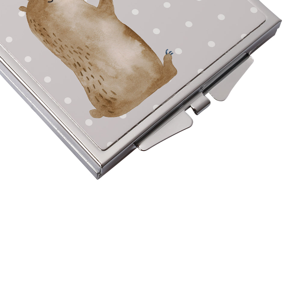 Handtaschenspiegel quadratisch Bär Seifenblasen Spiegel, Handtasche, Quadrat, silber, schminken, Schminkspiegel, Bär, Teddy, Teddybär, Seifenblasen Bär Lustig Sein Glücklich Traurig Happy