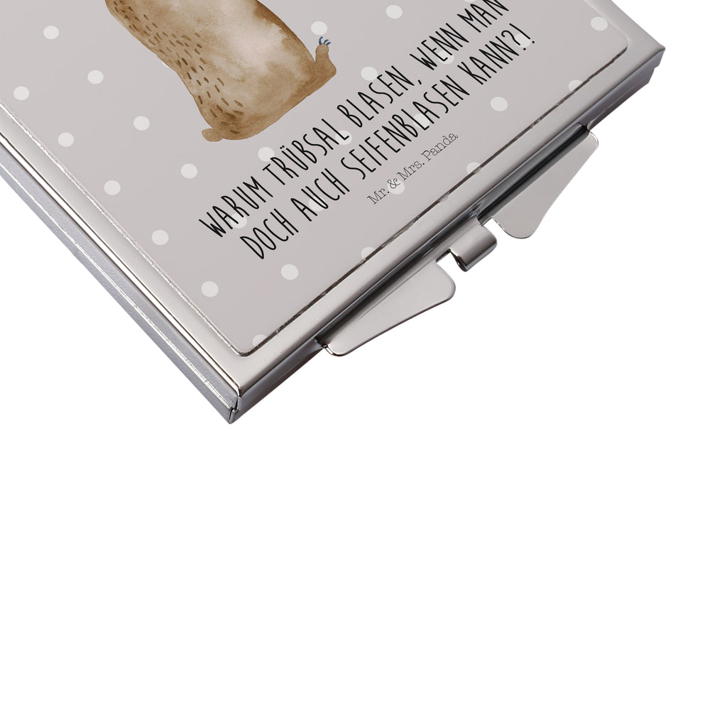 Handtaschenspiegel quadratisch Bär Seifenblasen Spiegel, Handtasche, Quadrat, silber, schminken, Schminkspiegel, Bär, Teddy, Teddybär, Seifenblasen Bär Lustig Sein Glücklich Traurig Happy