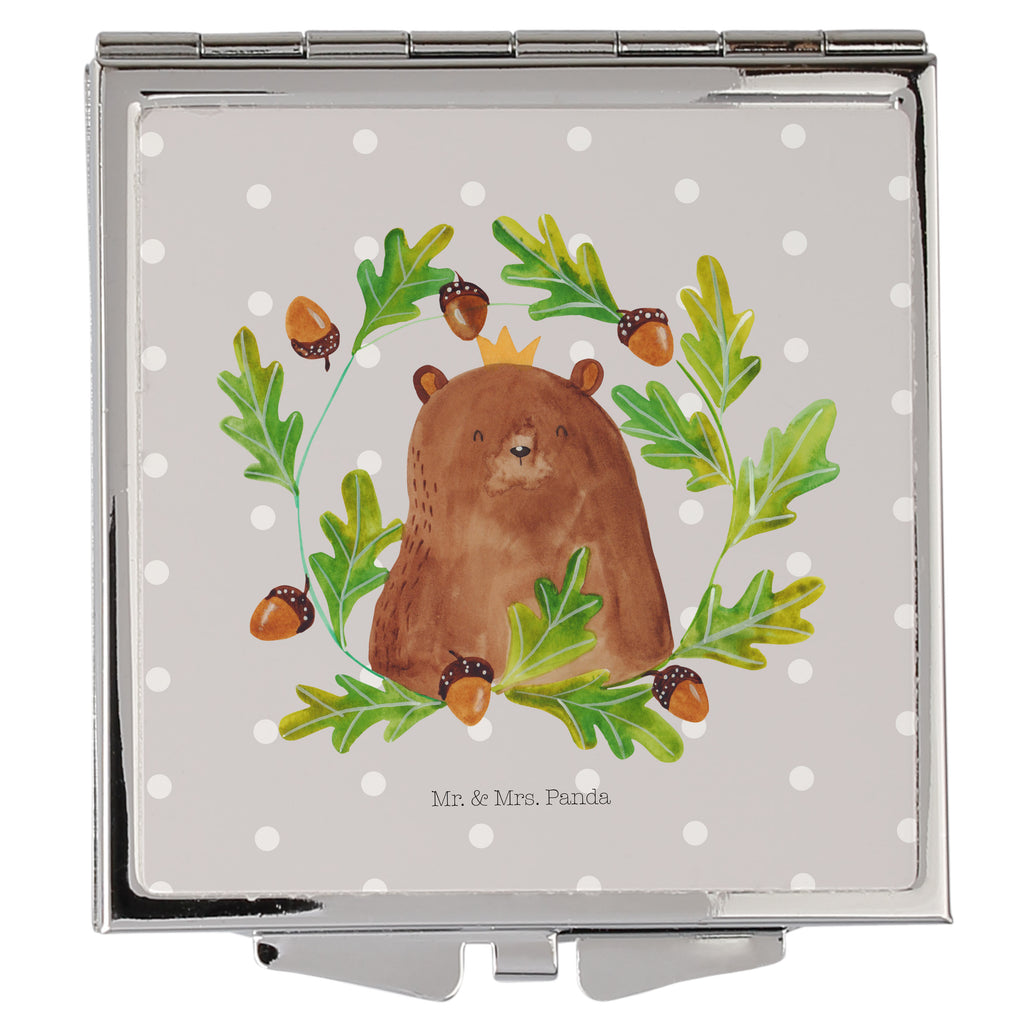 Handtaschenspiegel quadratisch Bär König Spiegel, Handtasche, Quadrat, silber, schminken, Schminkspiegel, Bär, Teddy, Teddybär, Papa, Papa Bär, bester Vater, bester Papa, weltbester Papa, Vatertag, Vater, Dad, Daddy, Papi
