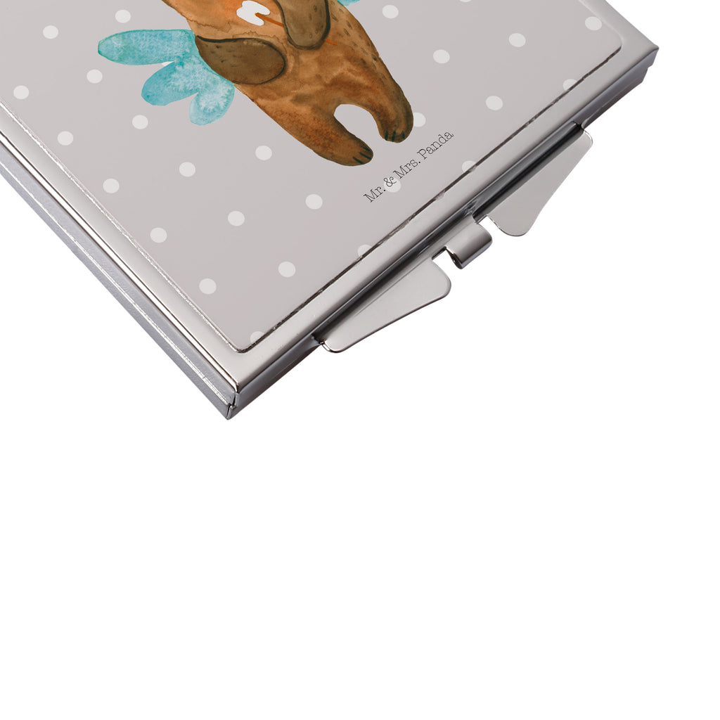 Handtaschenspiegel quadratisch Zahnfee Bär Spiegel, Handtasche, Quadrat, silber, schminken, Schminkspiegel, Bär, Teddy, Teddybär, Zahnfee, Fee, Milchzahn, Erster Zahn