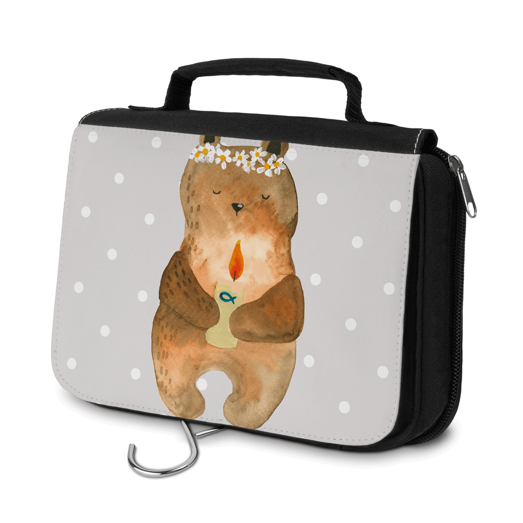Kulturbeutel Kommunion-Bär Kulturbeutel, Zum Aufhängen, Waschtasche, Kosmetiktasche, Damen, Herren, Aufbewahrungstasche, Schminktasche, Kosmetikbeutel, Organizer, Kulturtasche, Schminkutensil, Bär, Teddy, Teddybär, Kommunion, Gottes Segen, Taufkerze, katholisch