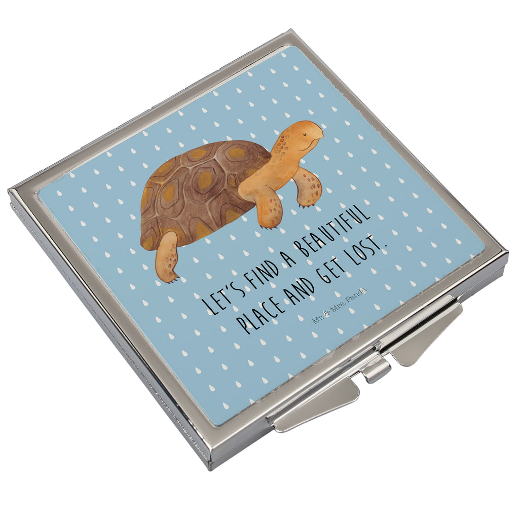 Handtaschenspiegel quadratisch Schildkröte marschiert Spiegel, Handtasche, Quadrat, silber, schminken, Schminkspiegel, Meerestiere, Meer, Urlaub, Schildkröte, Schildkröten, get lost, Abenteuer, Reiselust, Inspiration, Neustart, Motivation, Lieblingsmensch