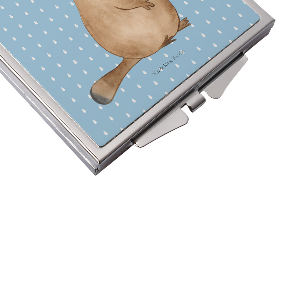 Handtaschenspiegel quadratisch Schnabeltier mutig Spiegel, Handtasche, Quadrat, silber, schminken, Schminkspiegel, Meerestiere, Meer, Urlaub, Schnabeltier, Mut, mutig, Lebensweisheit, Schnabeltiere, Motivation, Training, Büro, Arbeit, Neuanfang, Neustart, Weltreise, Raodtrip