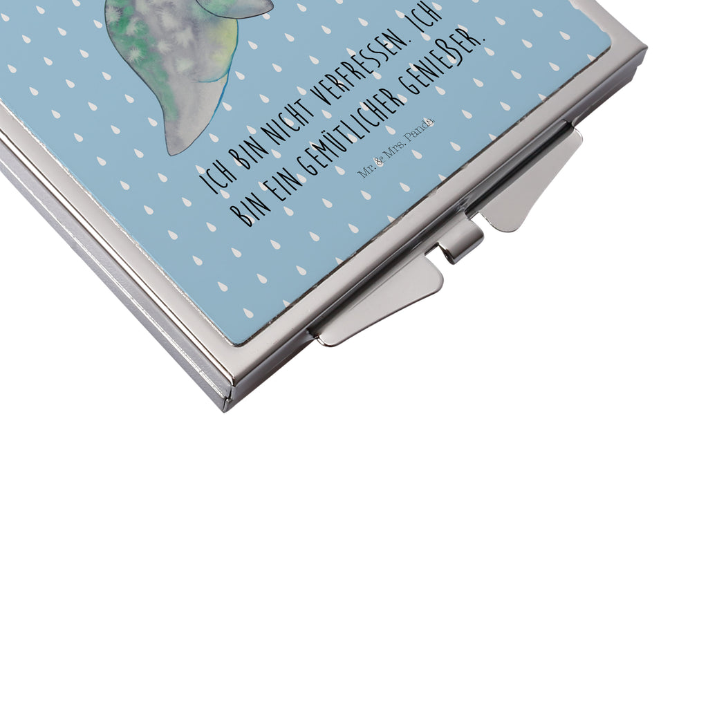 Handtaschenspiegel quadratisch Seekuh chillt Spiegel, Handtasche, Quadrat, silber, schminken, Schminkspiegel, Meerestiere, Meer, Urlaub, Seekuh, Seekühe, Diät, Abnehmen, Zucker, Diätwahn, Essen, Süßigkeiten