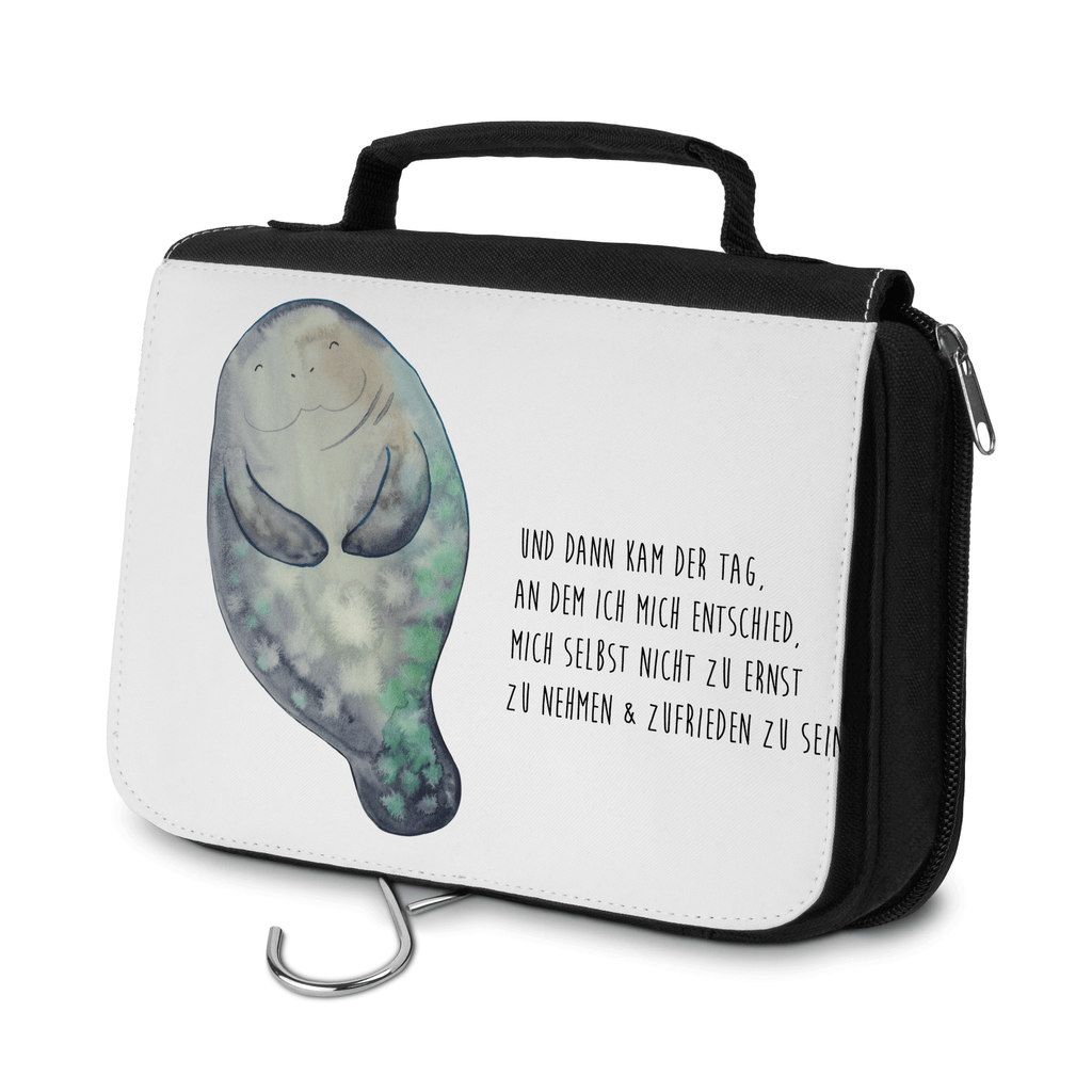 Kulturbeutel Seekuh happy Kulturbeutel, Zum Aufhängen, Waschtasche, Kosmetiktasche, Damen, Herren, Aufbewahrungstasche, Schminktasche, Kosmetikbeutel, Organizer, Kulturtasche, Schminkutensil, Meerestiere, Meer, Urlaub, Seekuh, Seekühe, Selbstliebe, Respekt, Neuanfang, Neustart, Achtsamkeit, Zufrieden, Liebeskummer, Freundin