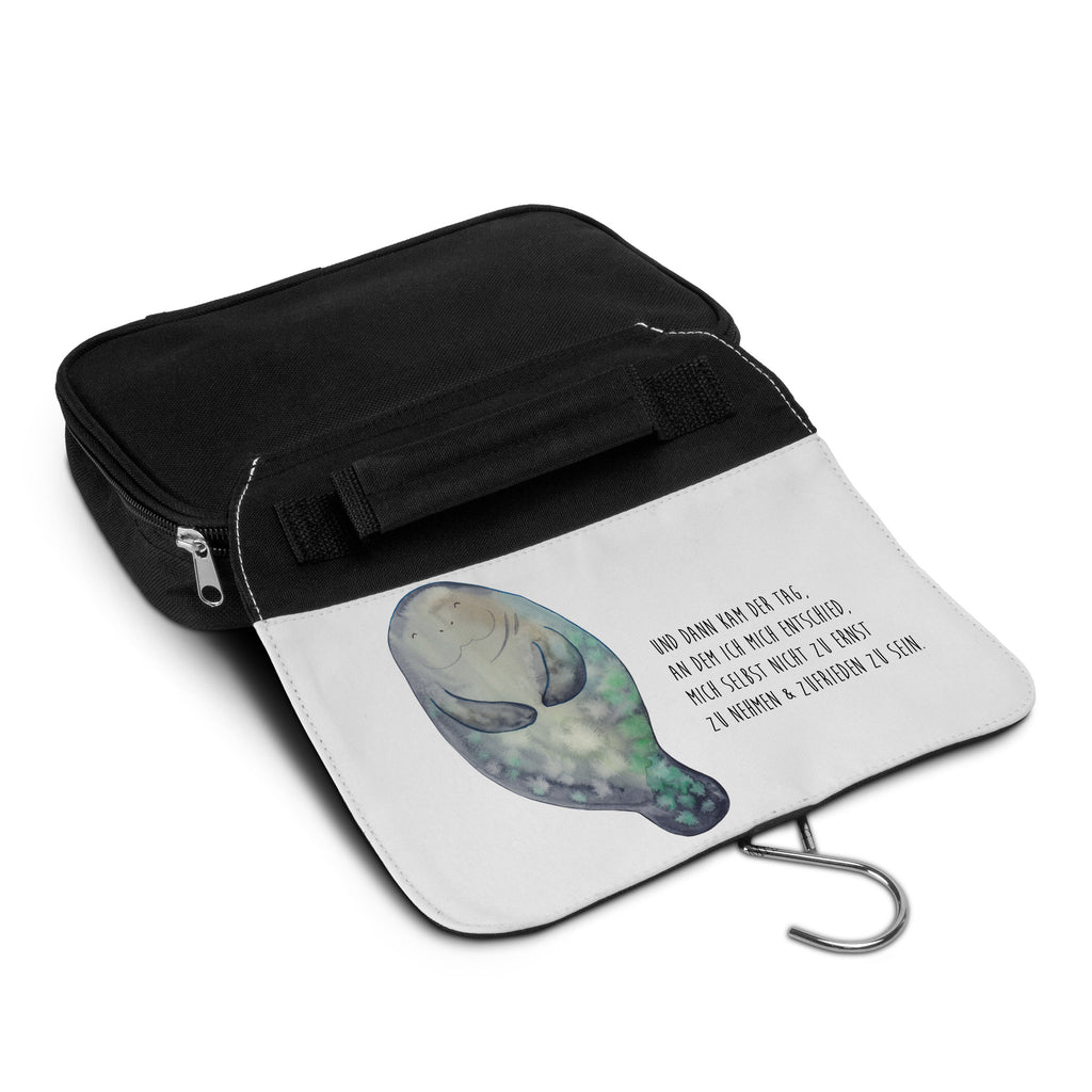 Kulturbeutel Seekuh happy Kulturbeutel, Zum Aufhängen, Waschtasche, Kosmetiktasche, Damen, Herren, Aufbewahrungstasche, Schminktasche, Kosmetikbeutel, Organizer, Kulturtasche, Schminkutensil, Meerestiere, Meer, Urlaub, Seekuh, Seekühe, Selbstliebe, Respekt, Neuanfang, Neustart, Achtsamkeit, Zufrieden, Liebeskummer, Freundin