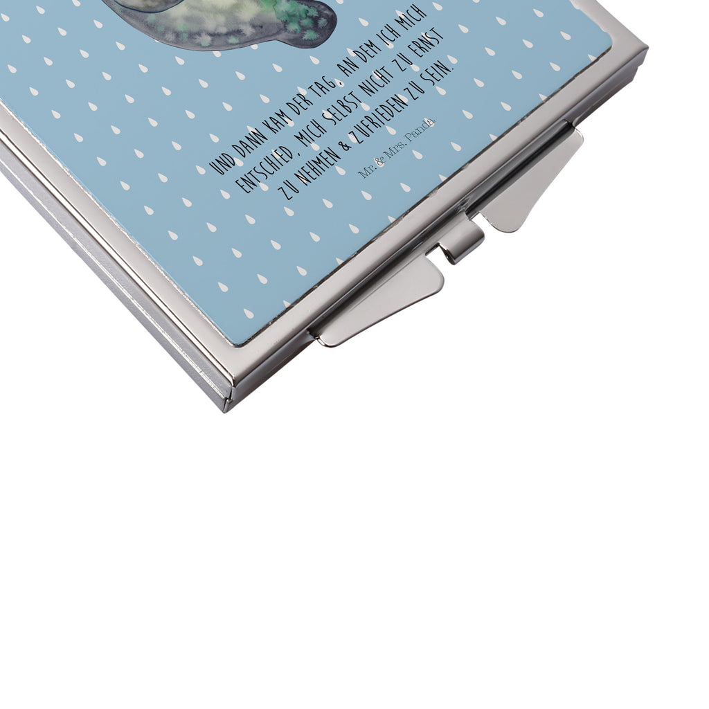 Handtaschenspiegel quadratisch Seekuh happy Spiegel, Handtasche, Quadrat, silber, schminken, Schminkspiegel, Meerestiere, Meer, Urlaub, Seekuh, Seekühe, Selbstliebe, Respekt, Neuanfang, Neustart, Achtsamkeit, Zufrieden, Liebeskummer, Freundin