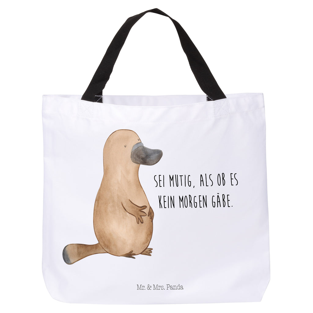 Shopper Schnabeltier mutig Beutel, Einkaufstasche, Tasche, Strandtasche, Einkaufsbeutel, Shopper, Schultasche, Freizeittasche, Tragebeutel, Schulbeutel, Alltagstasche, Meerestiere, Meer, Urlaub, Schnabeltier, Mut, mutig, Lebensweisheit, Schnabeltiere, Motivation, Training, Büro, Arbeit, Neuanfang, Neustart, Weltreise, Raodtrip