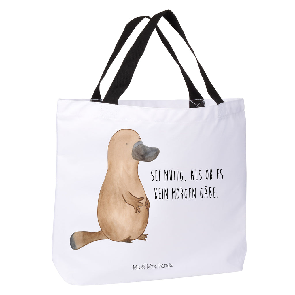 Shopper Schnabeltier mutig Beutel, Einkaufstasche, Tasche, Strandtasche, Einkaufsbeutel, Shopper, Schultasche, Freizeittasche, Tragebeutel, Schulbeutel, Alltagstasche, Meerestiere, Meer, Urlaub, Schnabeltier, Mut, mutig, Lebensweisheit, Schnabeltiere, Motivation, Training, Büro, Arbeit, Neuanfang, Neustart, Weltreise, Raodtrip
