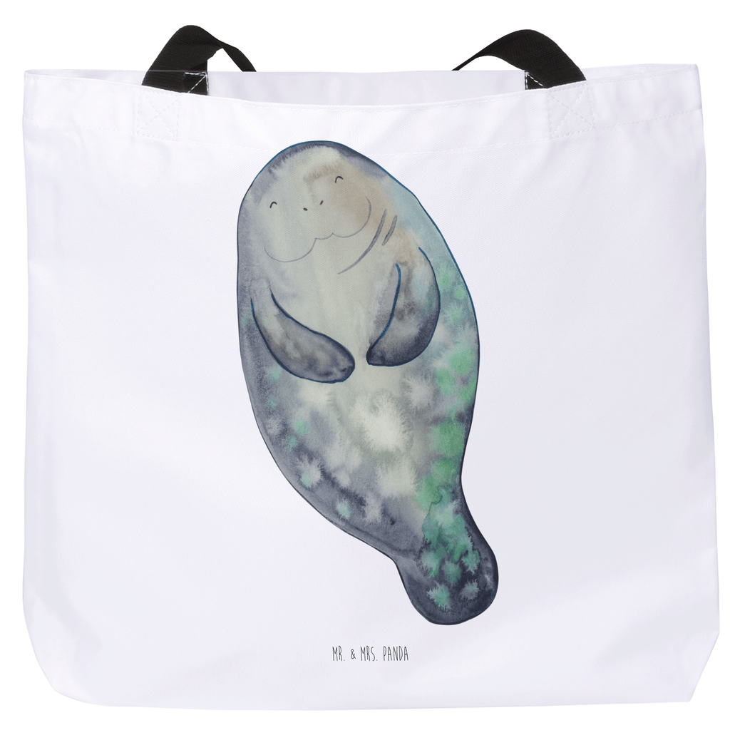 Shopper Seekuh happy Beutel, Einkaufstasche, Tasche, Strandtasche, Einkaufsbeutel, Shopper, Schultasche, Freizeittasche, Tragebeutel, Schulbeutel, Alltagstasche, Meerestiere, Meer, Urlaub, Seekuh, Seekühe, Selbstliebe, Respekt, Neuanfang, Neustart, Achtsamkeit, Zufrieden, Liebeskummer, Freundin