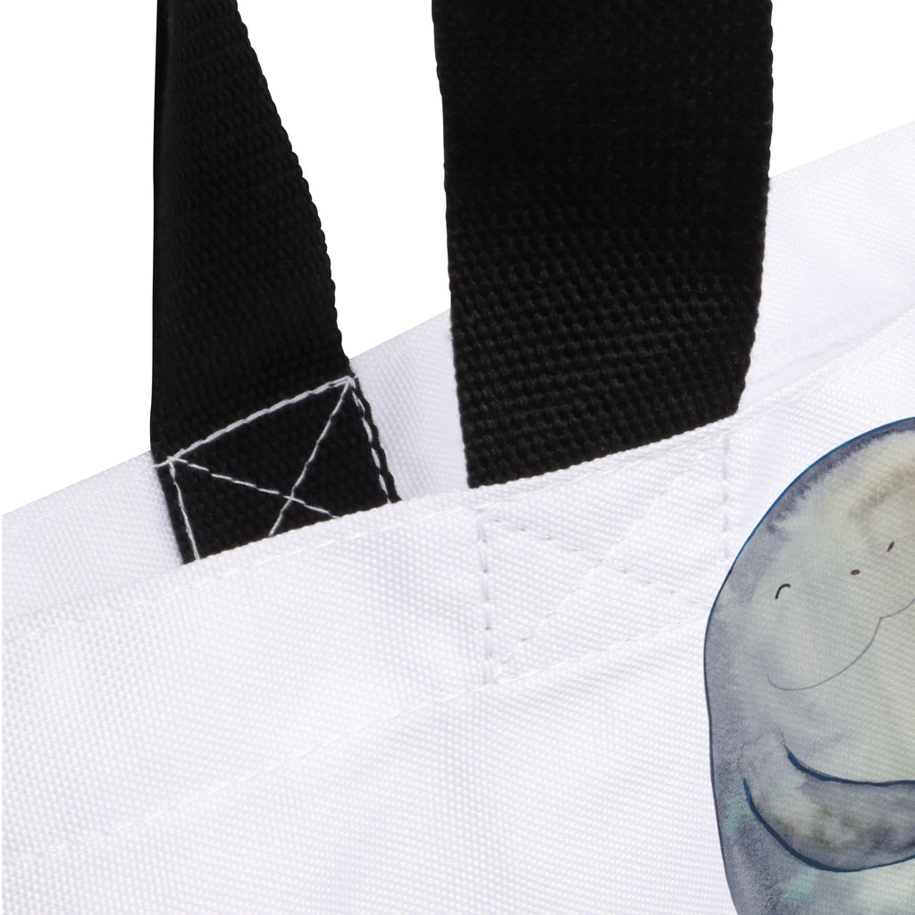 Shopper Seekuh happy Beutel, Einkaufstasche, Tasche, Strandtasche, Einkaufsbeutel, Shopper, Schultasche, Freizeittasche, Tragebeutel, Schulbeutel, Alltagstasche, Meerestiere, Meer, Urlaub, Seekuh, Seekühe, Selbstliebe, Respekt, Neuanfang, Neustart, Achtsamkeit, Zufrieden, Liebeskummer, Freundin