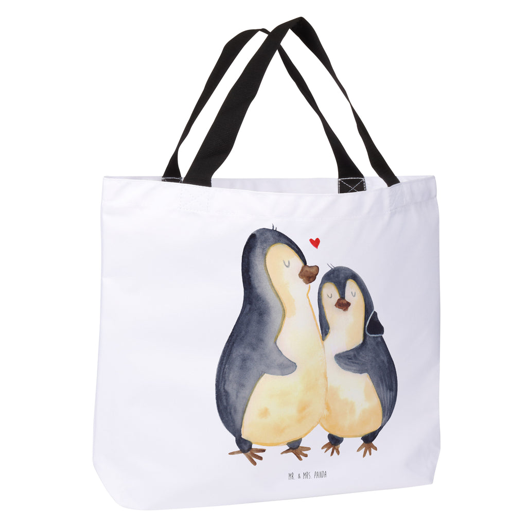 Shopper Pinguin umarmend Beutel, Einkaufstasche, Tasche, Strandtasche, Einkaufsbeutel, Shopper, Schultasche, Freizeittasche, Tragebeutel, Schulbeutel, Alltagstasche, Pinguin, Liebe, Liebespaar, Liebesbeweis, Liebesgeschenk, Verlobung, Jahrestag, Hochzeitstag, Hochzeit, Hochzeitsgeschenk