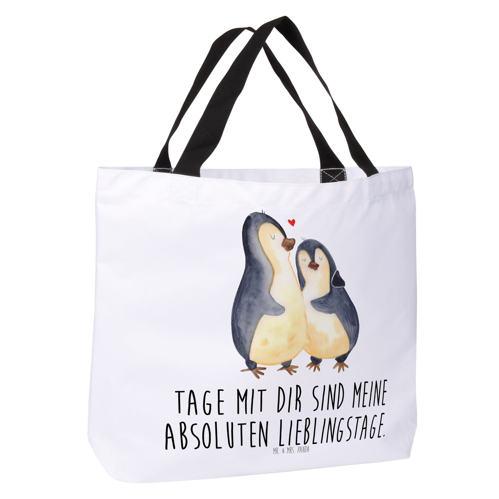 Shopper Pinguin umarmend Beutel, Einkaufstasche, Tasche, Strandtasche, Einkaufsbeutel, Shopper, Schultasche, Freizeittasche, Tragebeutel, Schulbeutel, Alltagstasche, Pinguin, Liebe, Liebespaar, Liebesbeweis, Liebesgeschenk, Verlobung, Jahrestag, Hochzeitstag, Hochzeit, Hochzeitsgeschenk