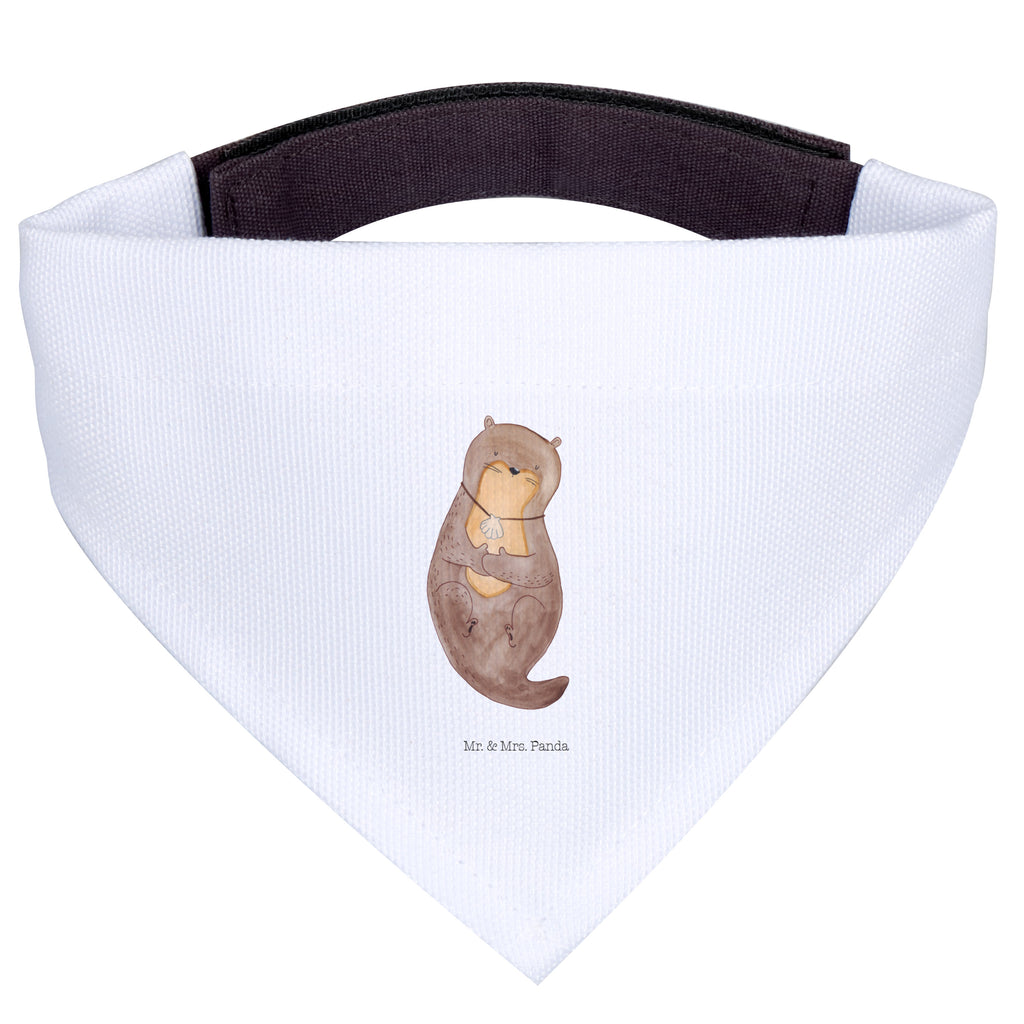Hundehalstuch S Otter mit Muschelmedaillon Hundehalstuch, Halstuch, Hunde, Tuch, klein, kleine Hunde, Otter, Fischotter, Seeotter, Otterliebe, grübeln, träumen, Motivation, Tagträumen, Büro