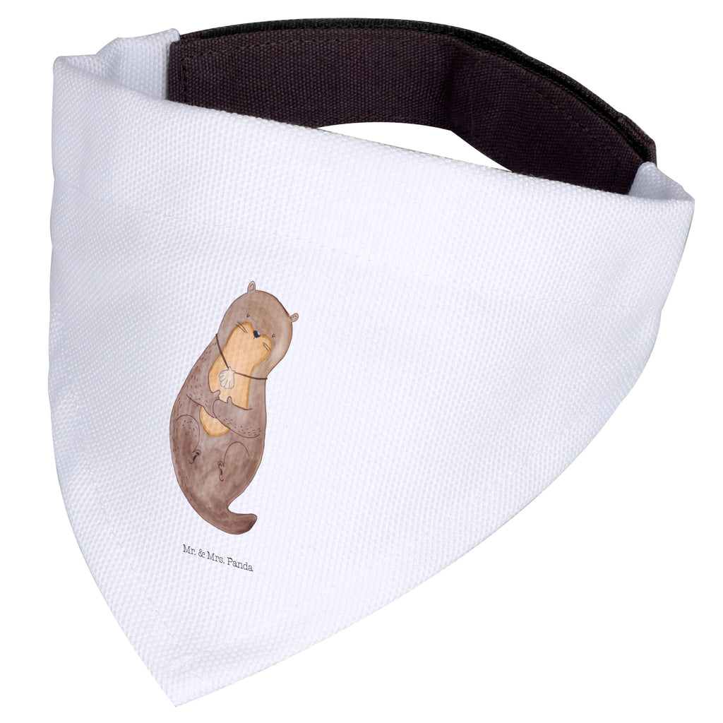 Hundehalstuch S Otter mit Muschelmedaillon Hundehalstuch, Halstuch, Hunde, Tuch, klein, kleine Hunde, Otter, Fischotter, Seeotter, Otterliebe, grübeln, träumen, Motivation, Tagträumen, Büro