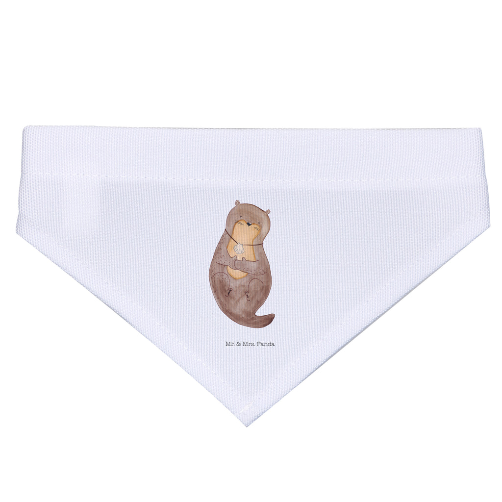 Hundehalstuch S Otter mit Muschelmedaillon Hundehalstuch, Halstuch, Hunde, Tuch, klein, kleine Hunde, Otter, Fischotter, Seeotter, Otterliebe, grübeln, träumen, Motivation, Tagträumen, Büro