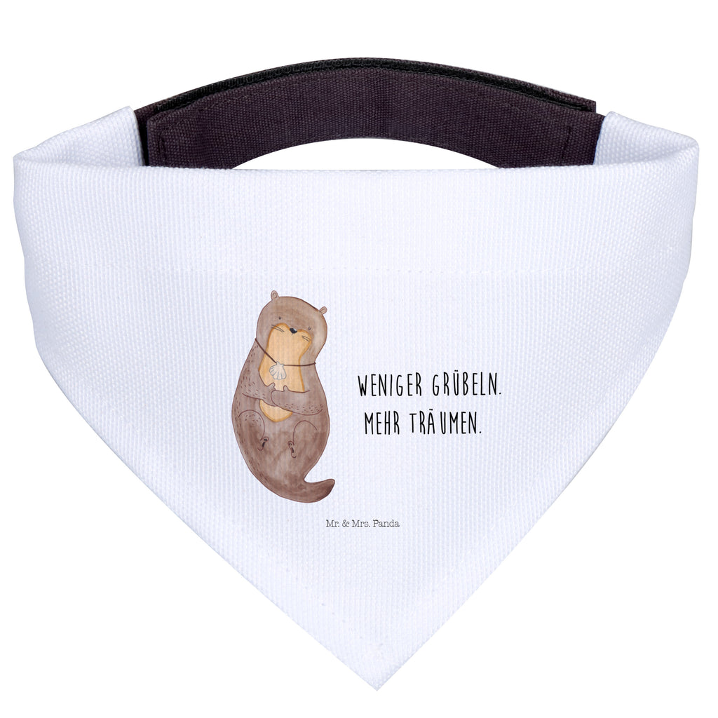 Hundehalstuch S Otter mit Muschelmedaillon Hundehalstuch, Halstuch, Hunde, Tuch, klein, kleine Hunde, Otter, Fischotter, Seeotter, Otterliebe, grübeln, träumen, Motivation, Tagträumen, Büro