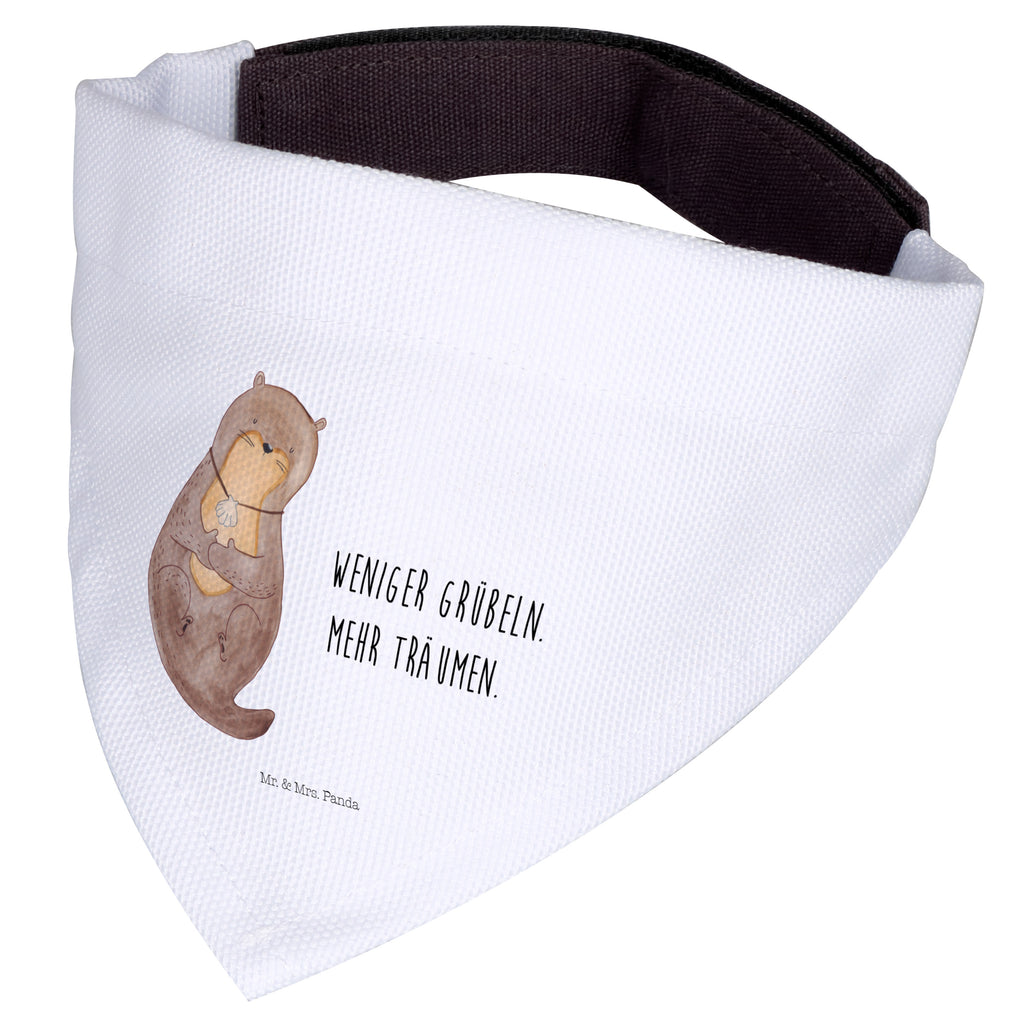 Hundehalstuch S Otter mit Muschelmedaillon Hundehalstuch, Halstuch, Hunde, Tuch, klein, kleine Hunde, Otter, Fischotter, Seeotter, Otterliebe, grübeln, träumen, Motivation, Tagträumen, Büro