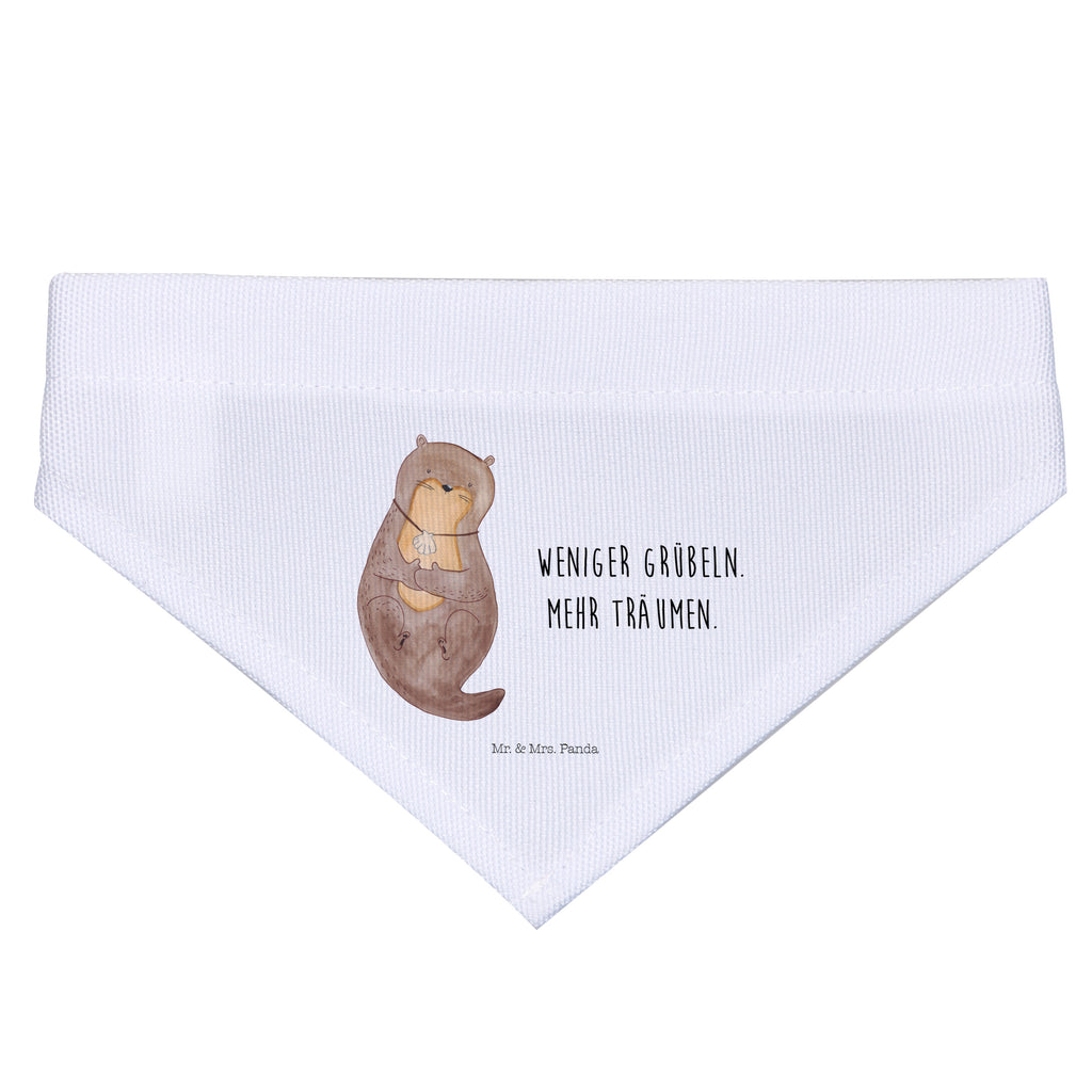 Hundehalstuch S Otter mit Muschelmedaillon Hundehalstuch, Halstuch, Hunde, Tuch, klein, kleine Hunde, Otter, Fischotter, Seeotter, Otterliebe, grübeln, träumen, Motivation, Tagträumen, Büro