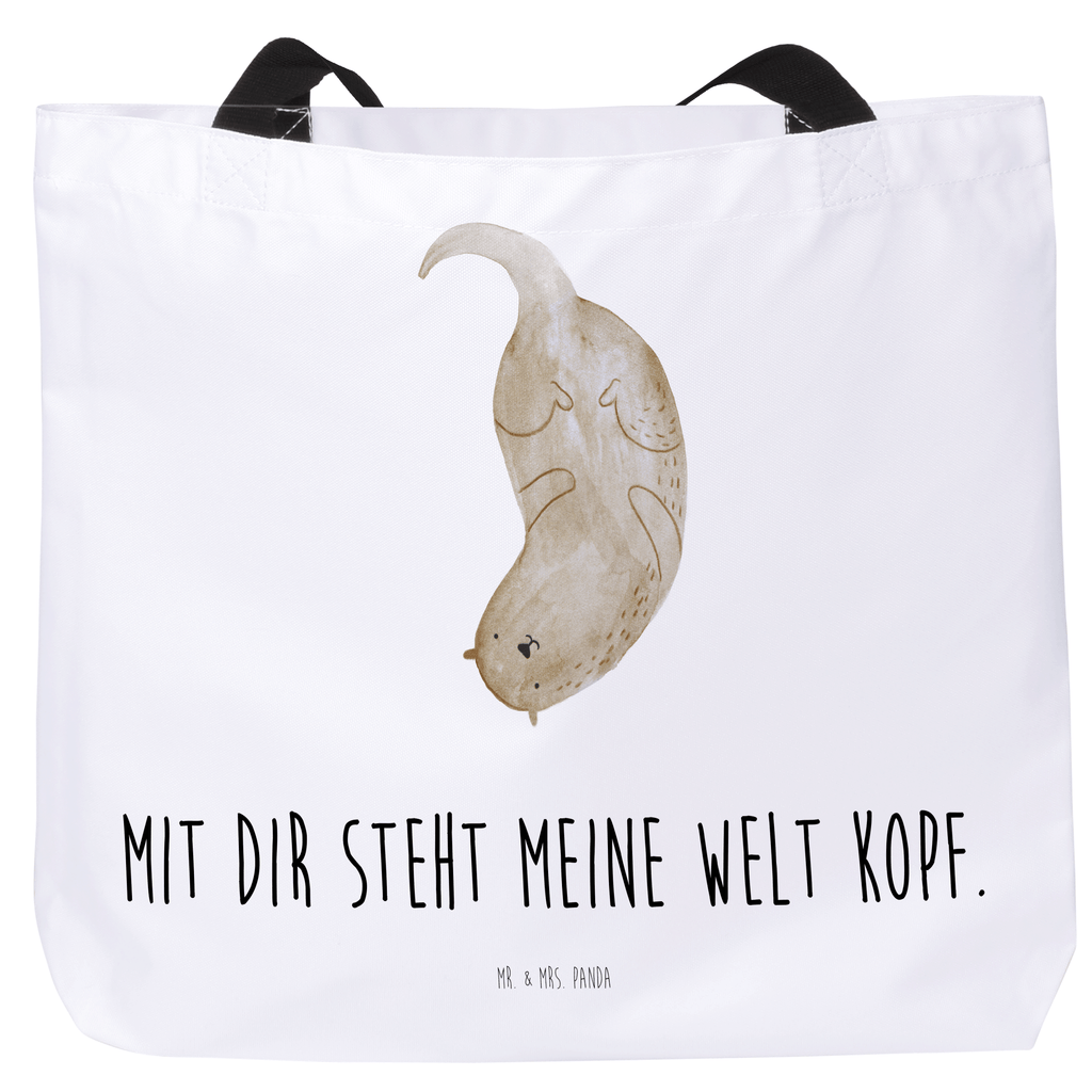 Shopper Otter kopfüber Beutel, Einkaufstasche, Tasche, Strandtasche, Einkaufsbeutel, Shopper, Schultasche, Freizeittasche, Tragebeutel, Schulbeutel, Alltagstasche, Otter, Fischotter, Seeotter, Otter Seeotter See Otter