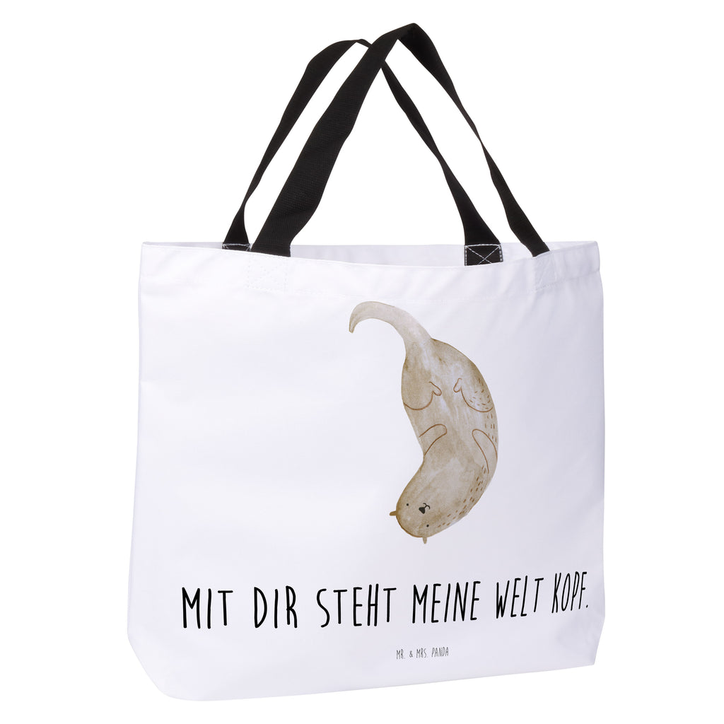 Shopper Otter kopfüber Beutel, Einkaufstasche, Tasche, Strandtasche, Einkaufsbeutel, Shopper, Schultasche, Freizeittasche, Tragebeutel, Schulbeutel, Alltagstasche, Otter, Fischotter, Seeotter, Otter Seeotter See Otter